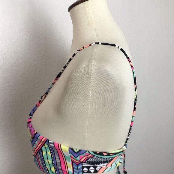 L.A. Hearts Bikini Top Lace Up Tribal Padded Swimwear - Picture 4 of 8